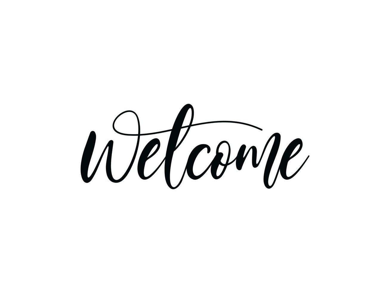 Welcome black text lettering hand written calligraphy isolated on white background vector illustration