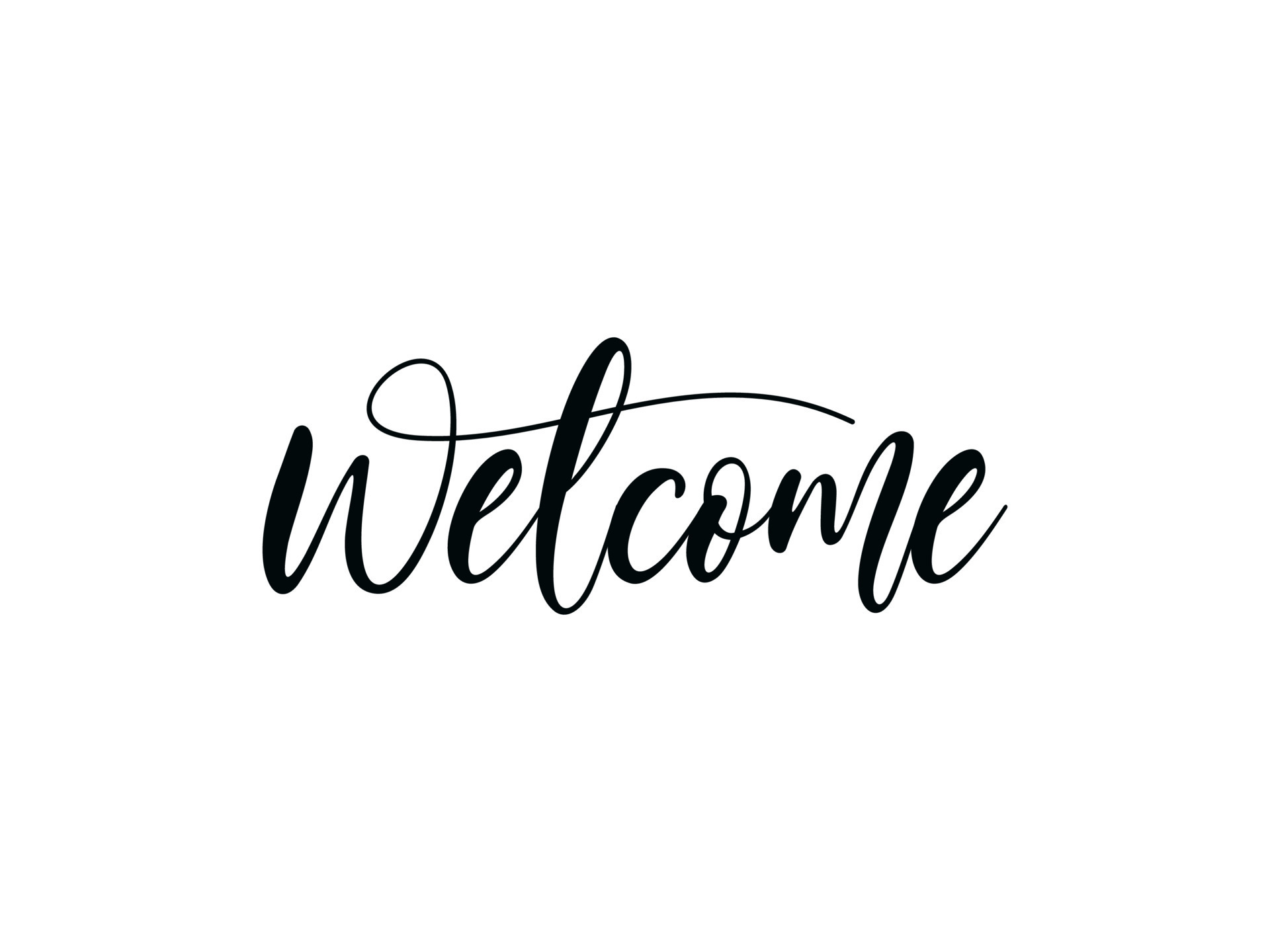 Welcome black text lettering hand written calligraphy isolated on white