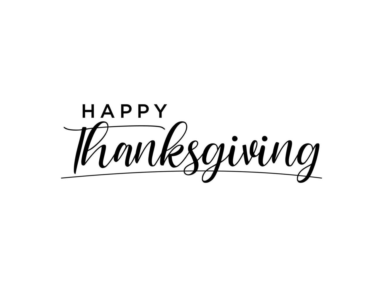 Happy Thanksgiving hand written calligraphic white text isolated on White background vector illustration. usable for web banners, greeting cards