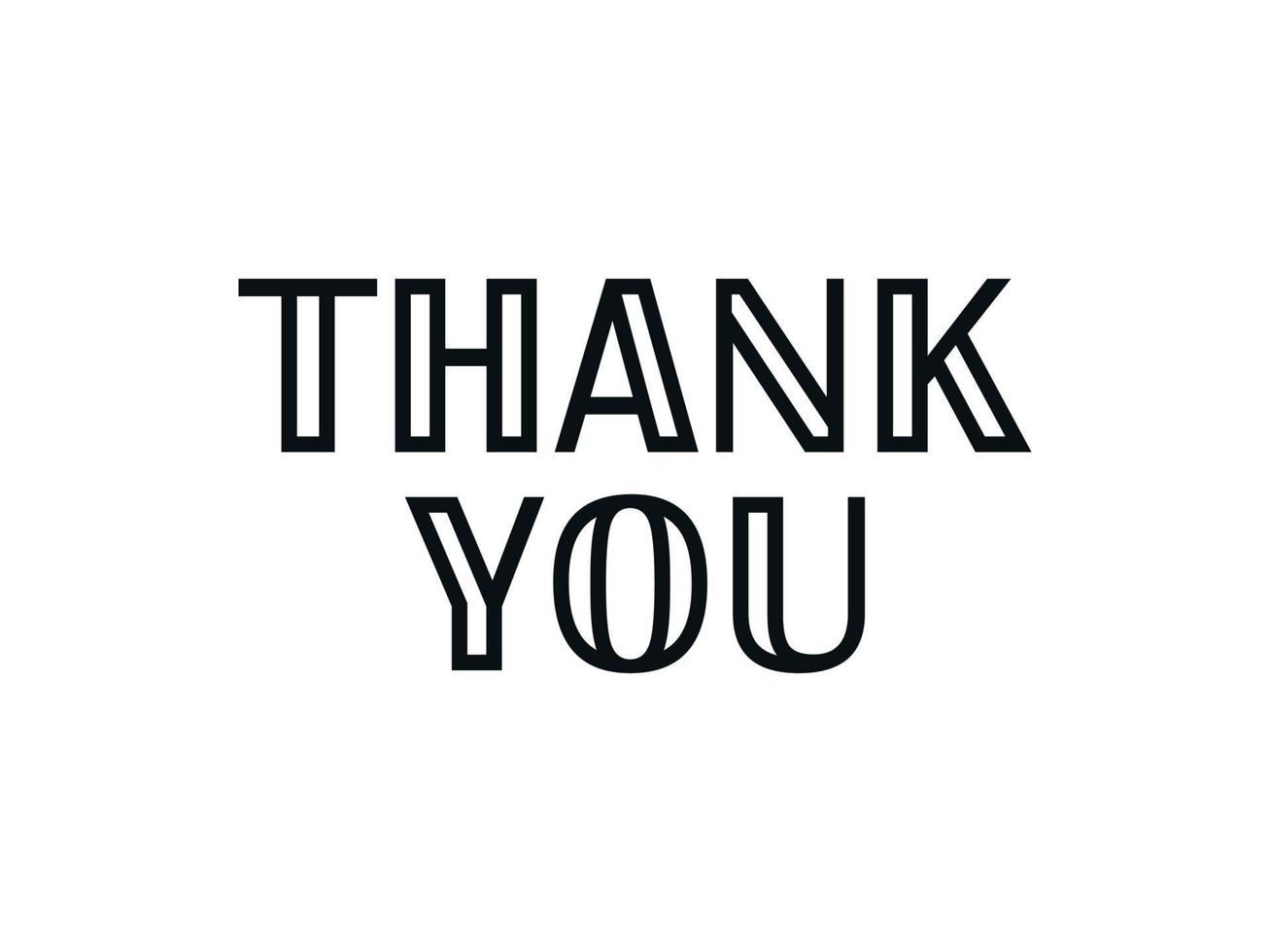 Thank You Card. Black Text Hand Drawn Lettering Calligraphy with Striped Lines isolated on White Background. Flat Vector Illustration Design Template Element for Greeting Cards.