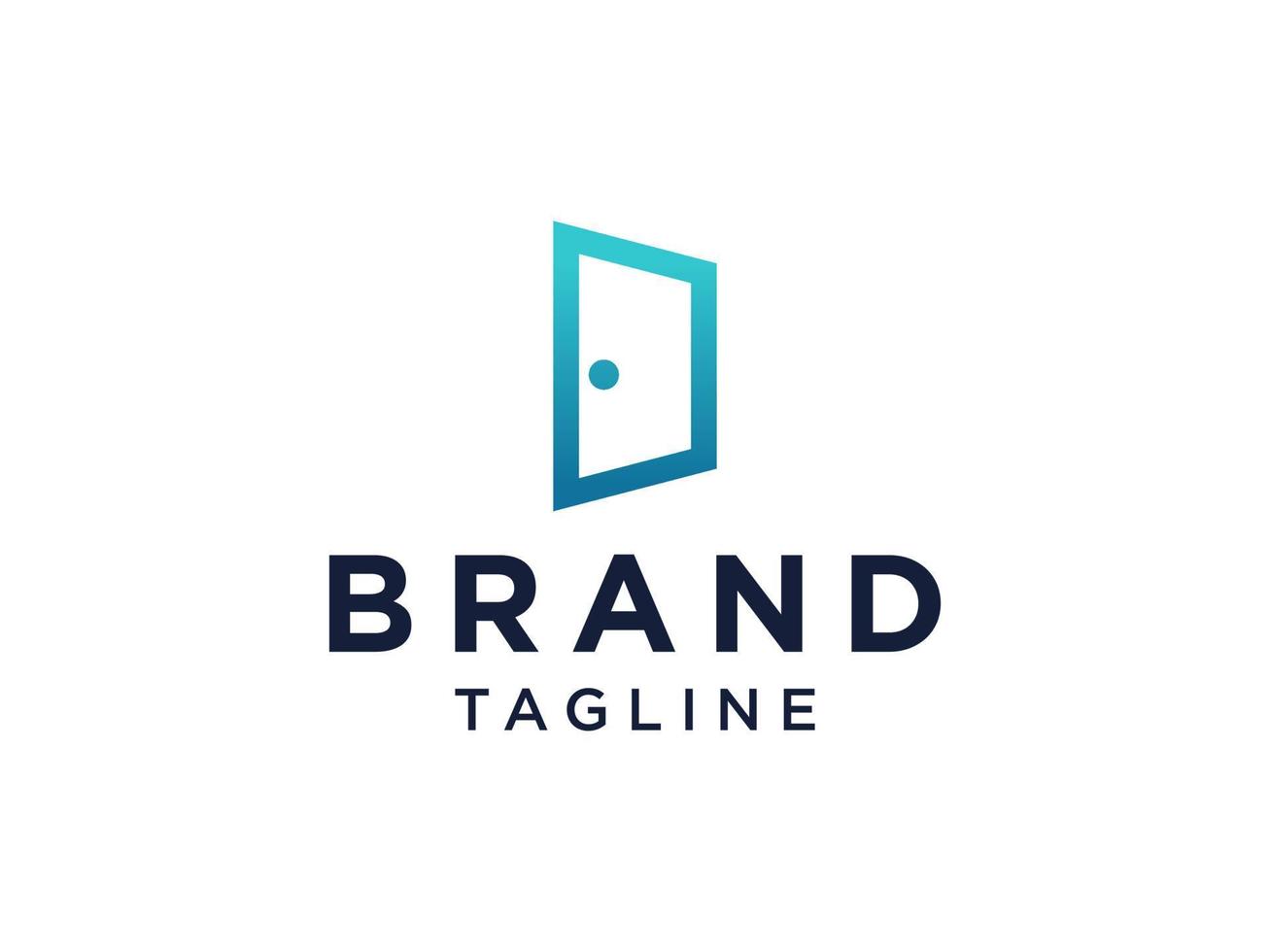 Simple Door Logo Line. Blue Geometric Open Door isolated on White Background. Flat Vector Logo Design Template Element for Business, Building and Architecture Logos.