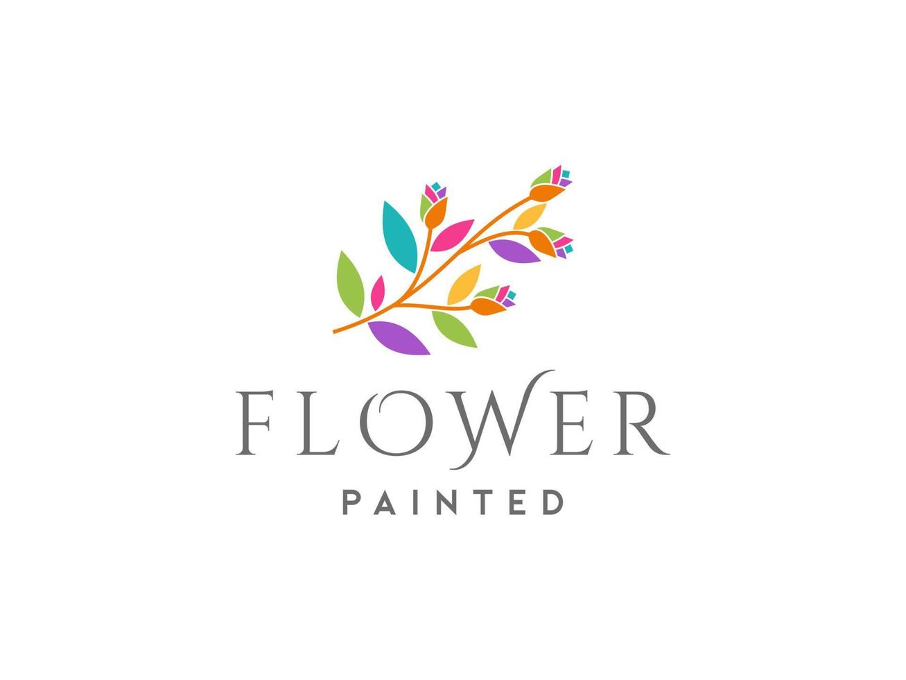 Blossom Paintbrush Flower logo design. Usable for Business and Branding Logos. Flat Vector Logo Design Template Element.