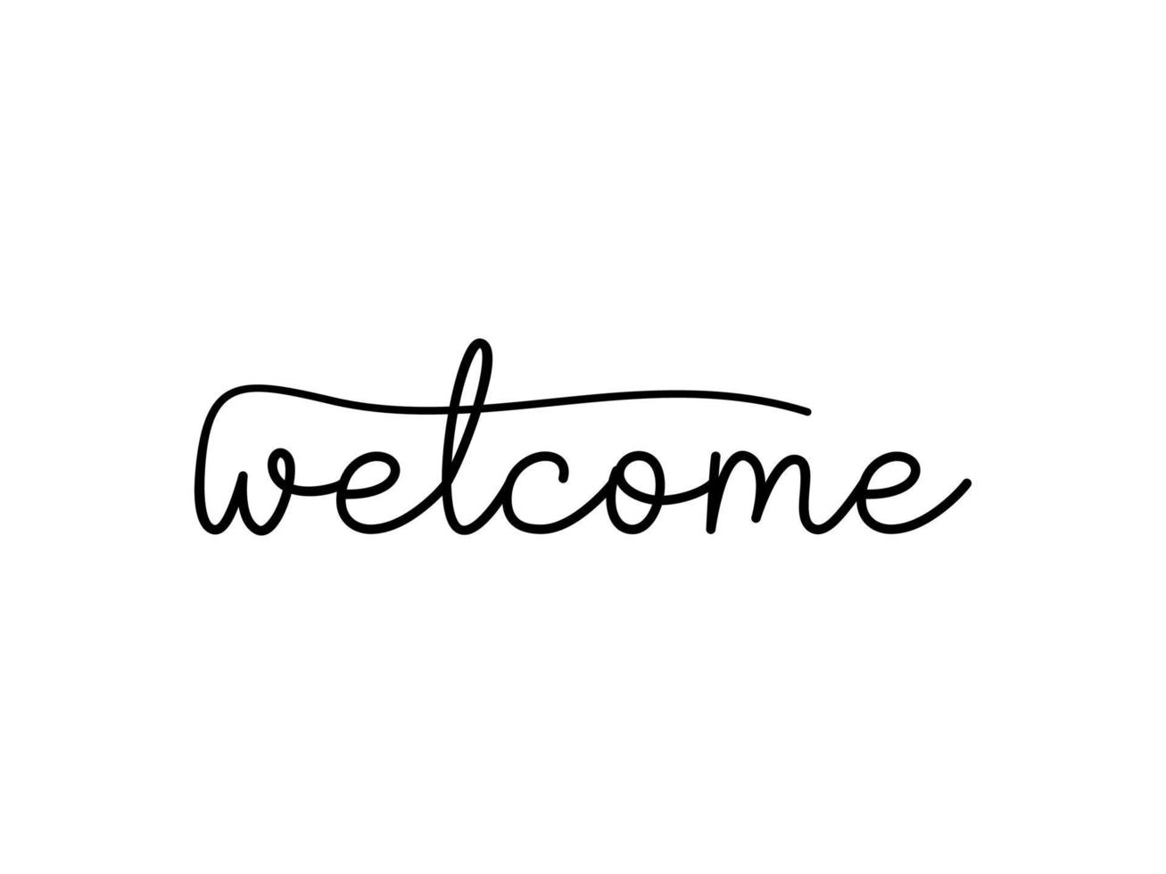 Welcome Black text lettering hand drawn calligraphy with Line square isolated on white background vector design