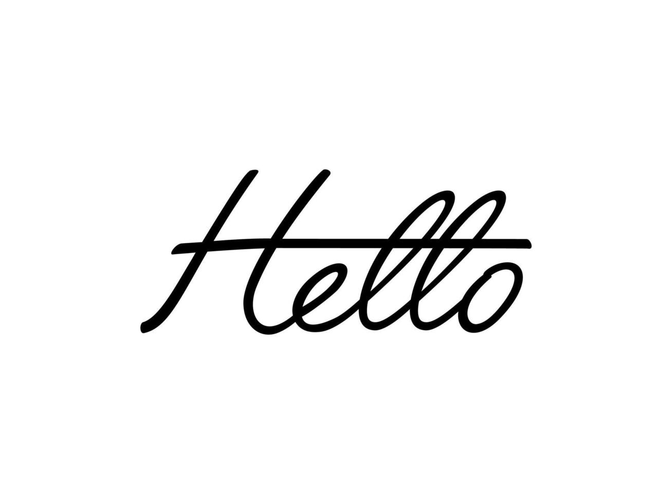 Hello Lettering Black Text Handwriting Calligraphy with Line isolated on White Background. Greeting Card Vector Illustration Design Template Element