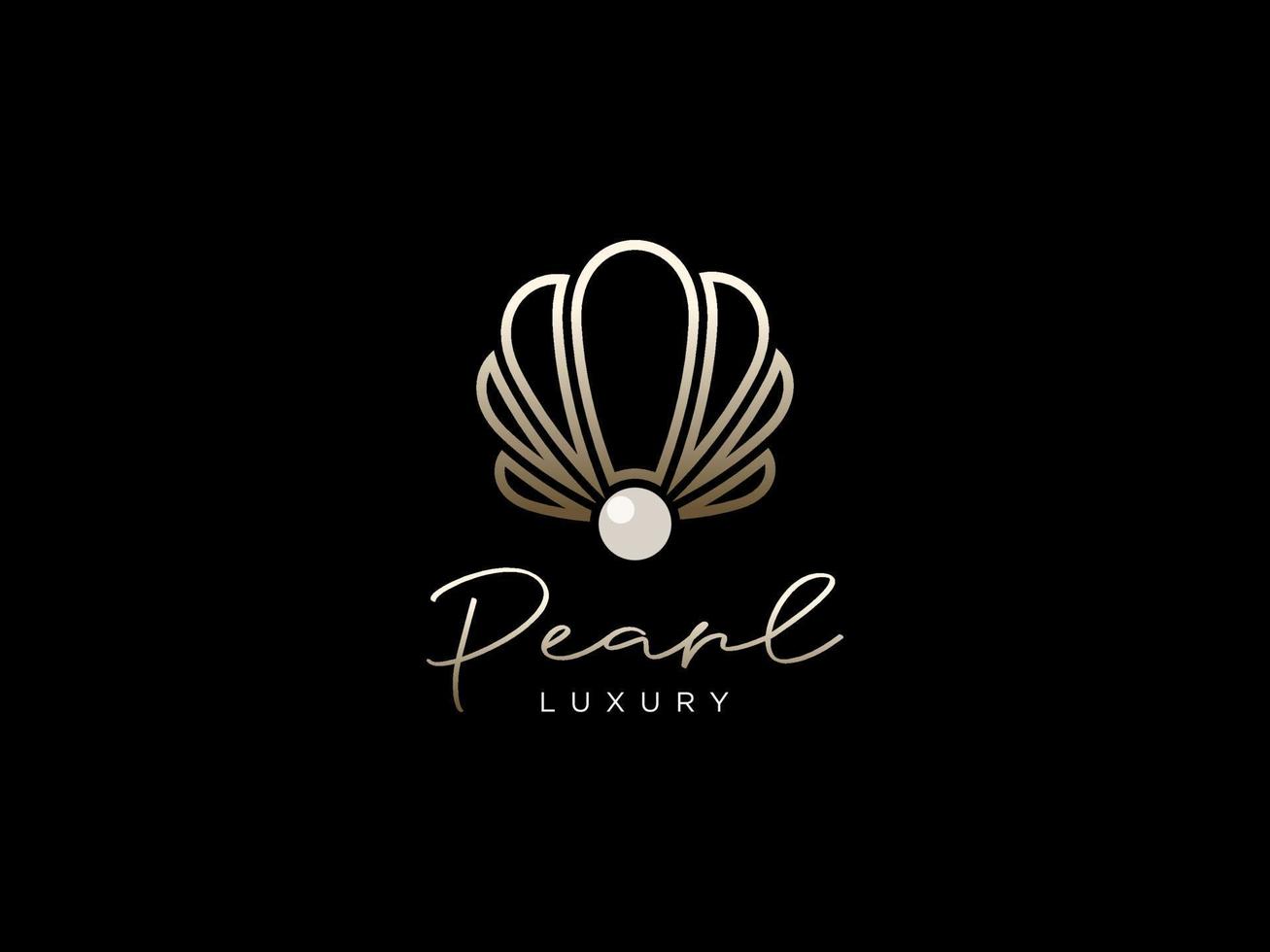 Beauty Luxury Elegant Pearl Shell Jewelry logo design. Usable for Business and Branding Logos. Flat Vector Logo Design Template Element.