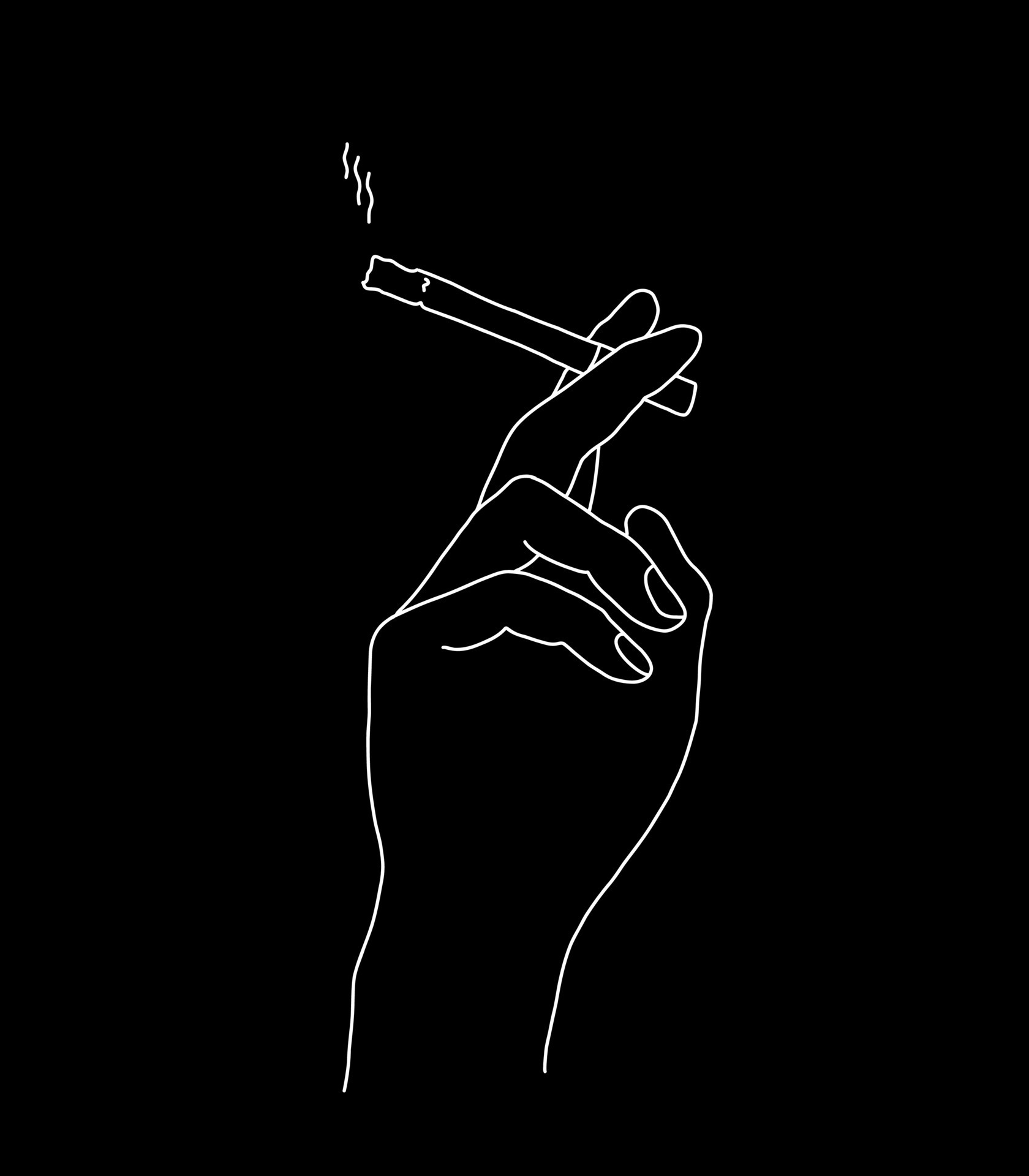 Vector single line illustration of a hand holding a cigarette. Simple ...