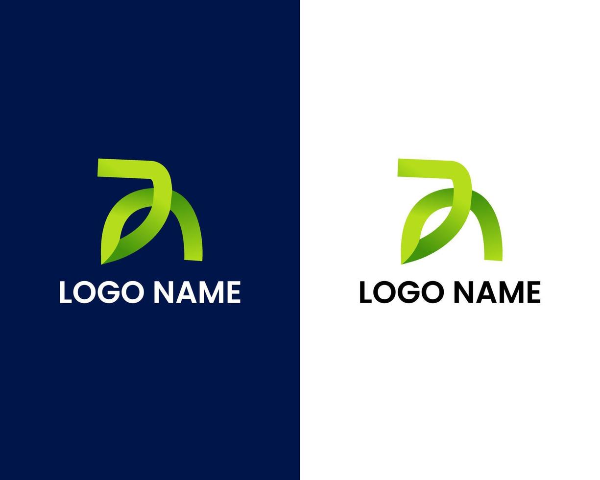 letter m and h with leaf modern logo design template vector