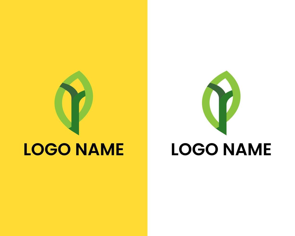 letter r with leaf logo design template vector