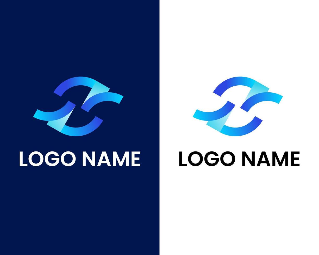 plantilla de diseño de logotipo moderno de letra n y z vector