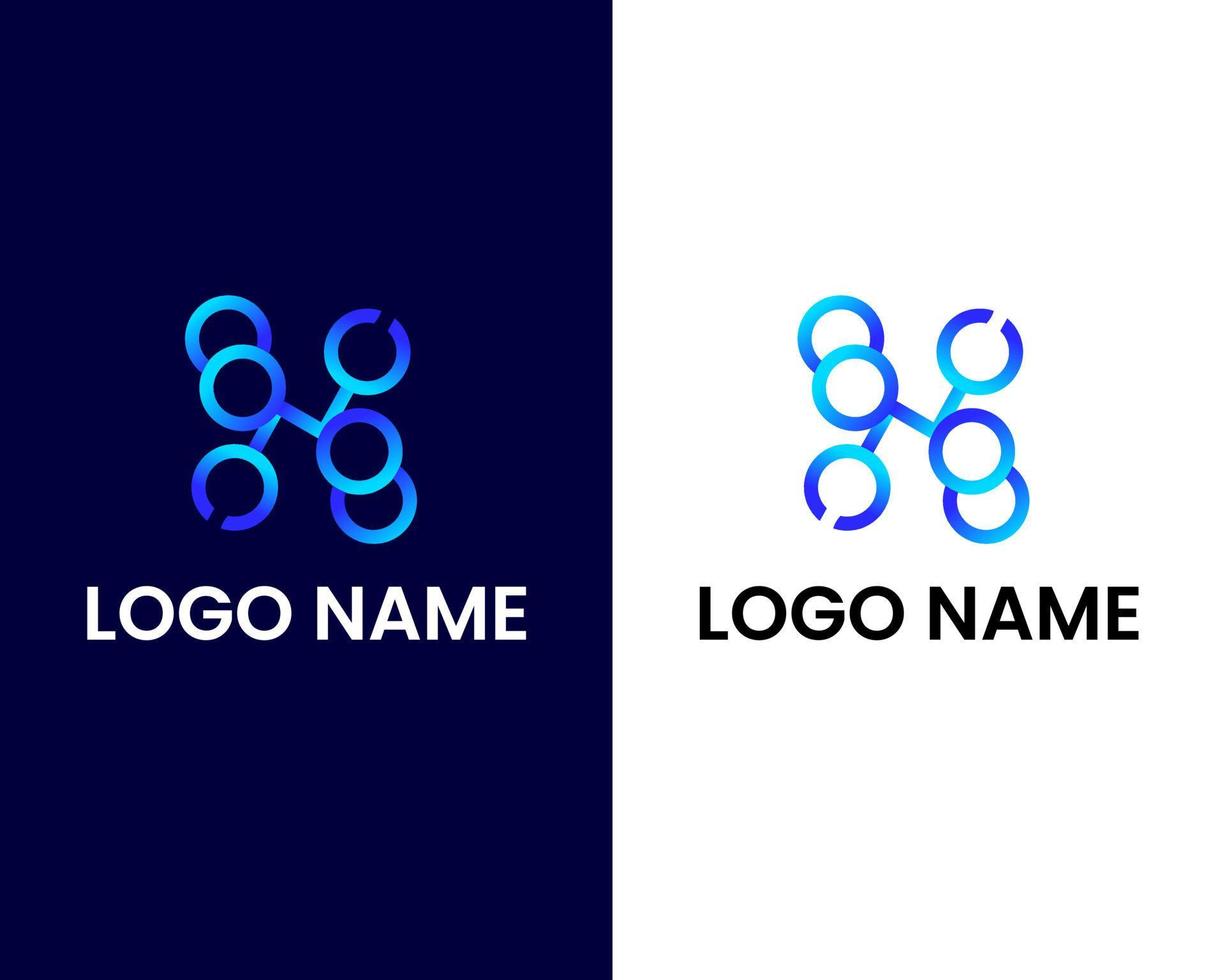 letter n with tech modern logo design template vector
