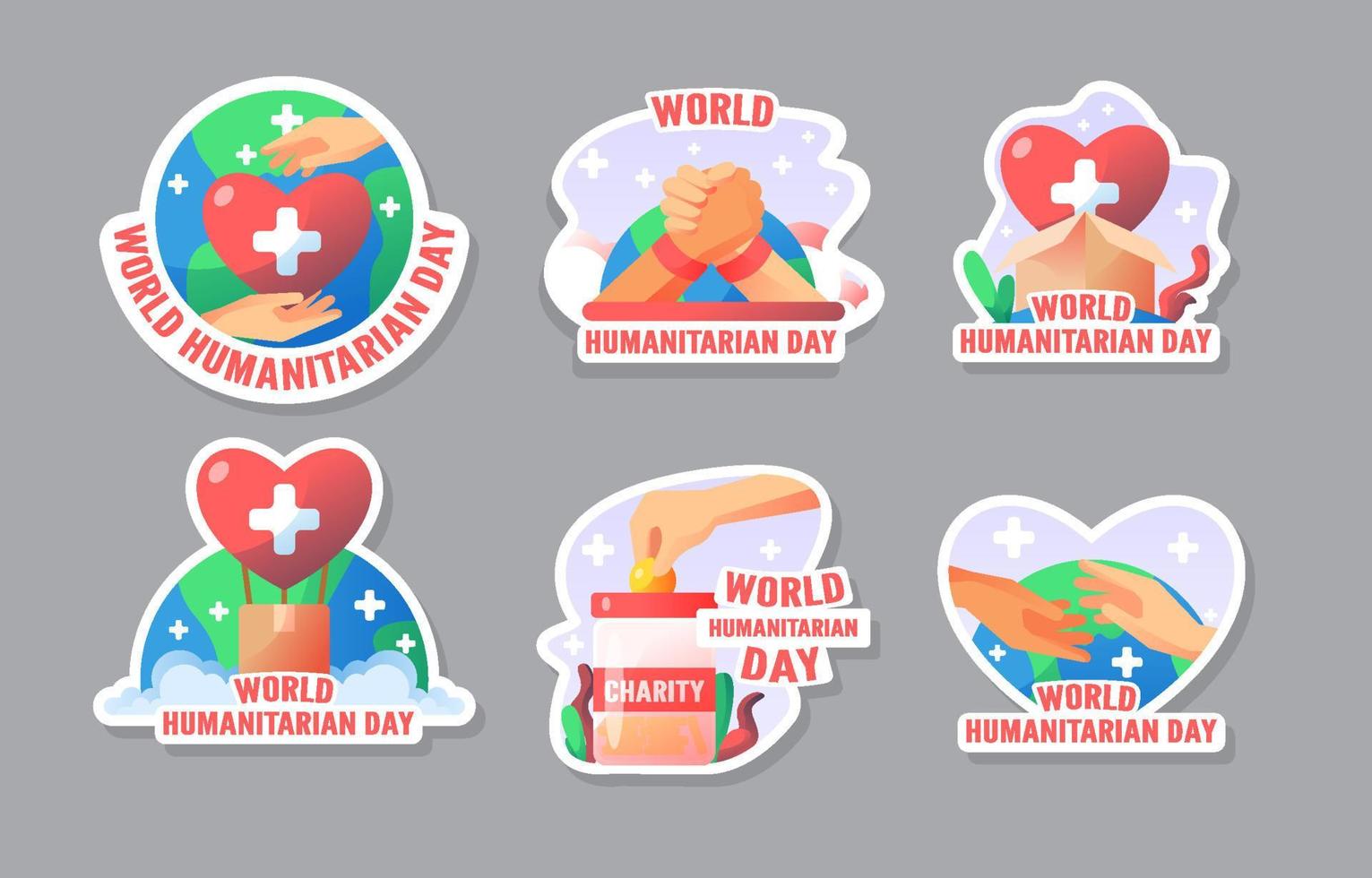 World Humanitarian Day Stickers vector