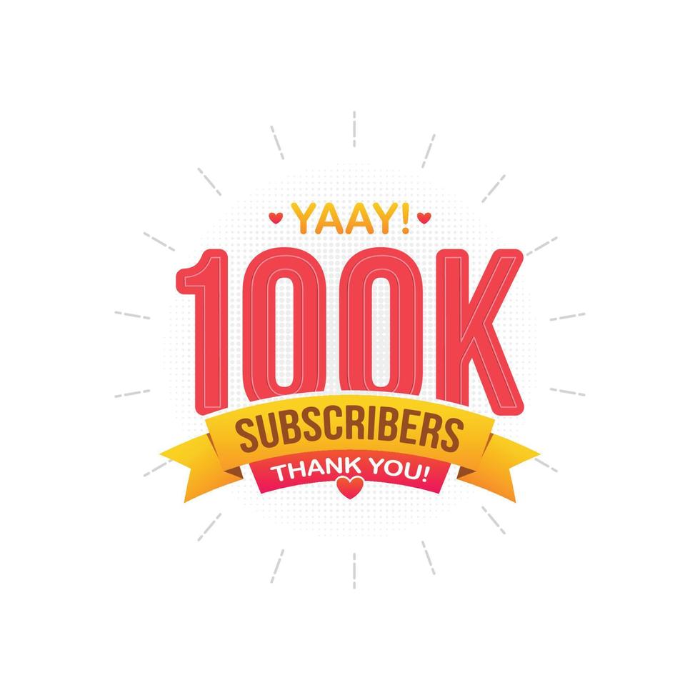 Thank you subscribers congratulation banner and card vector
