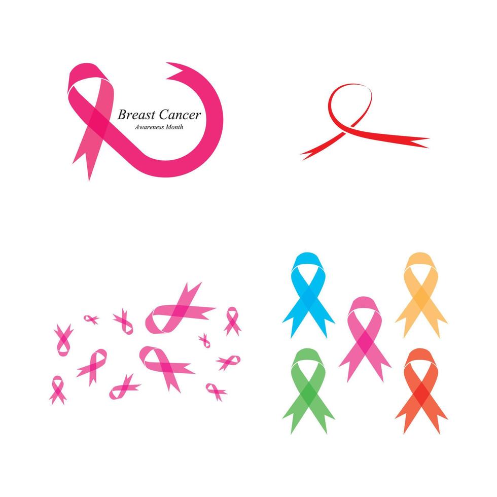 Pink ribbon for breast cancer awareness symbol, vector illustration