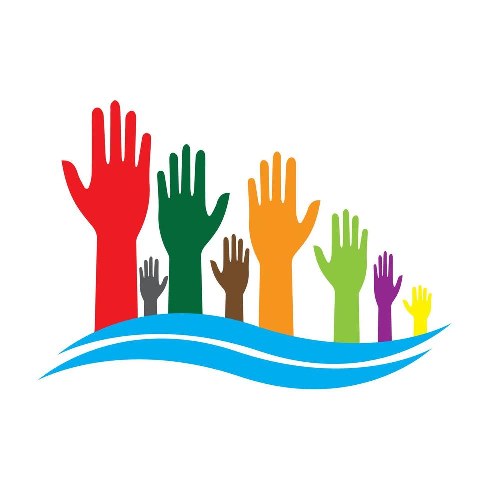 Hand symbol community care logo vector illustration design