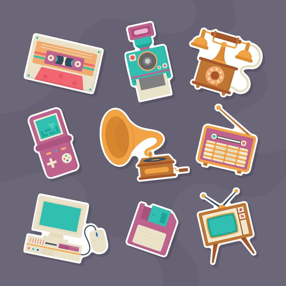 Journal Vintage Retro Sticker Set vector