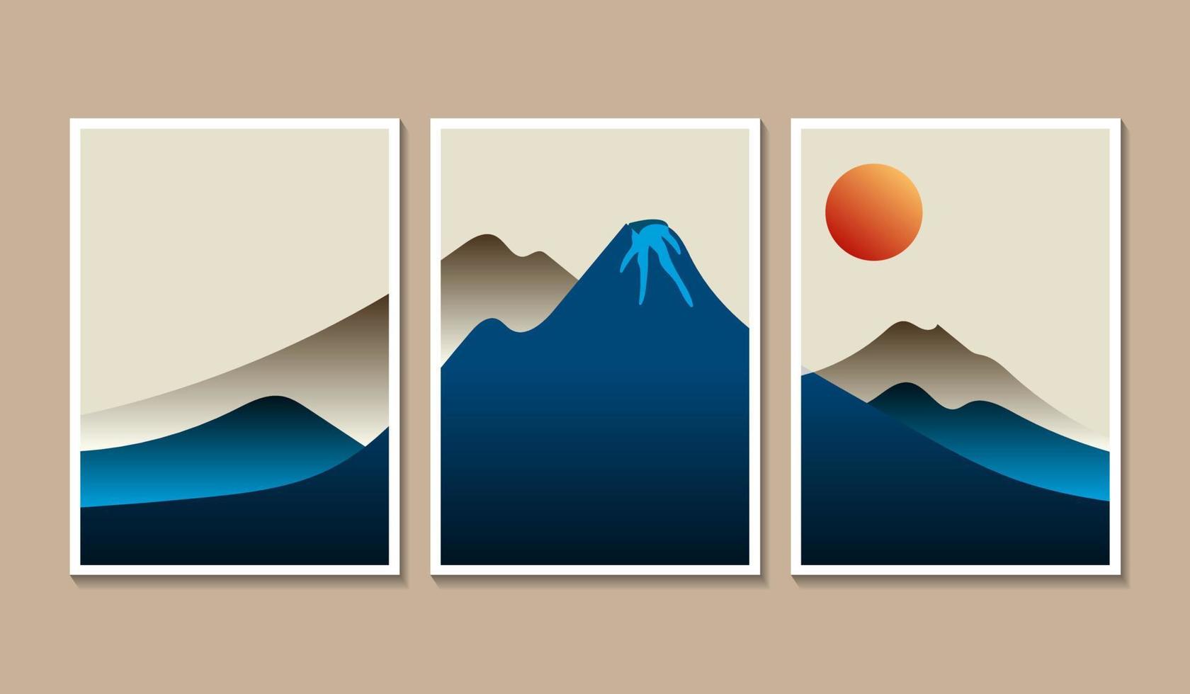 Abstract contemporary mid century modern landscape boho poster template collection vector