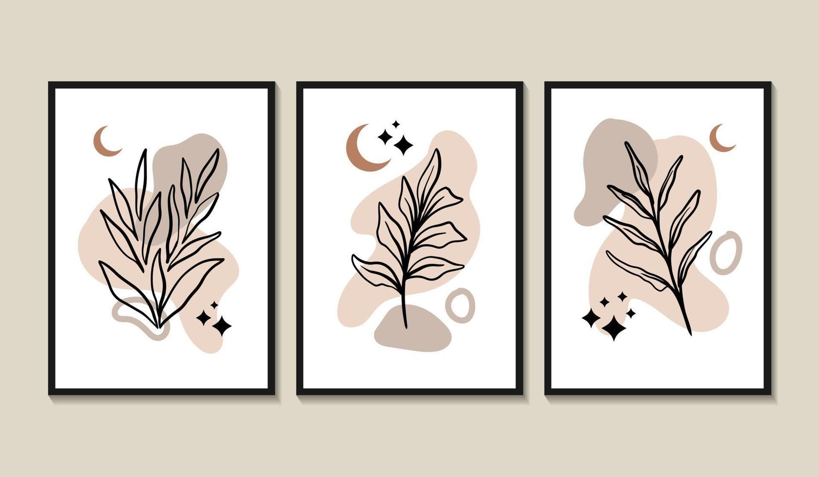 hojas abstractas modernas de monstera boho vector