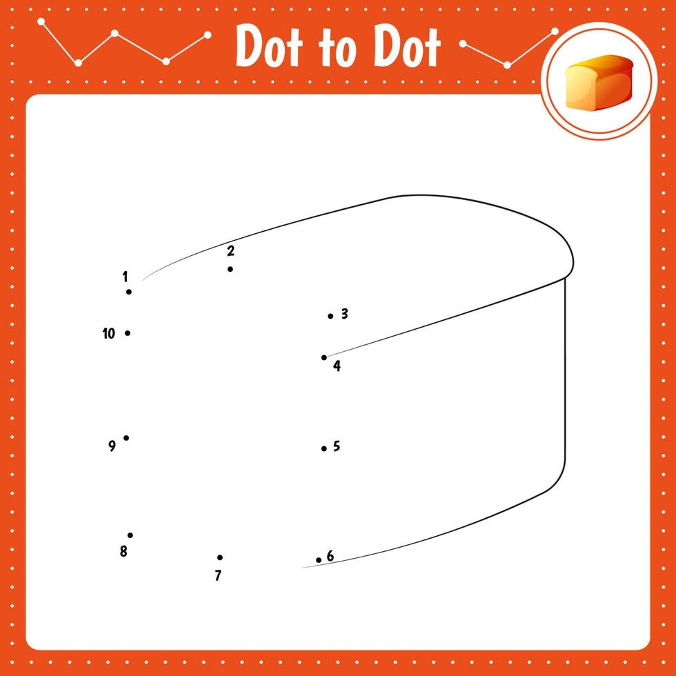 Connect the dots. Bread. Dot to dot educational game. Coloring book for preschool kids activity worksheet. Vector Illustration.