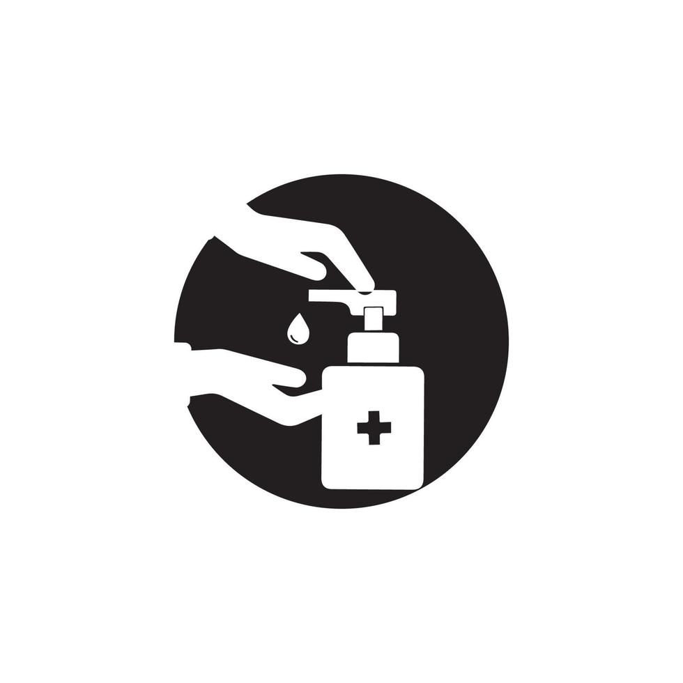 Antibacterial hand sanitizer, disinfection  icon in flat design isolated vector