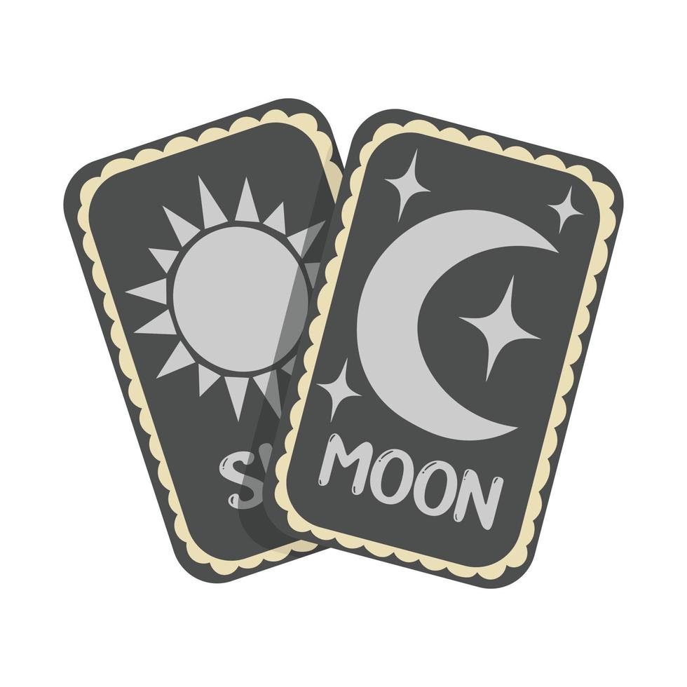 Vector doodle flat sticker. A couple of tarot cards. All objects are repainted.