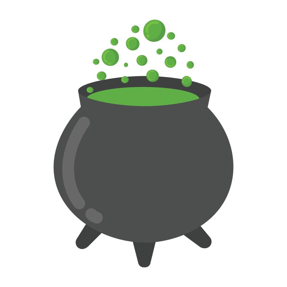 Vector doodle sticker. Witch's cauldron for brewing potions. All objects are repainted.