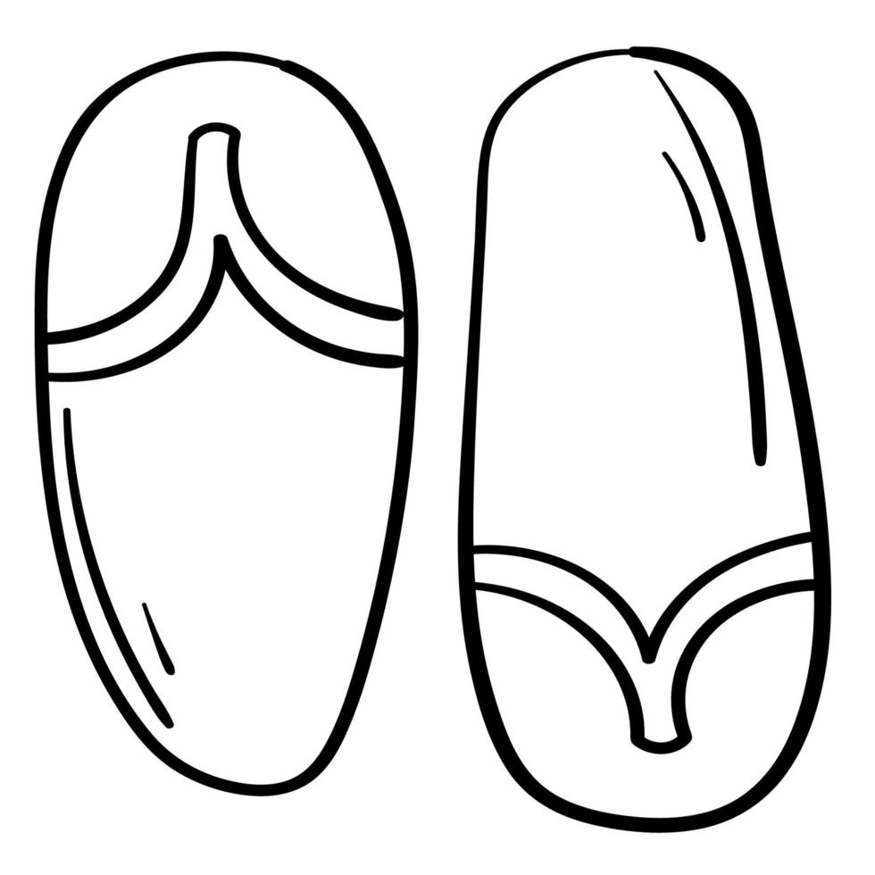 Doodle sticker with funny beach flip flops vector