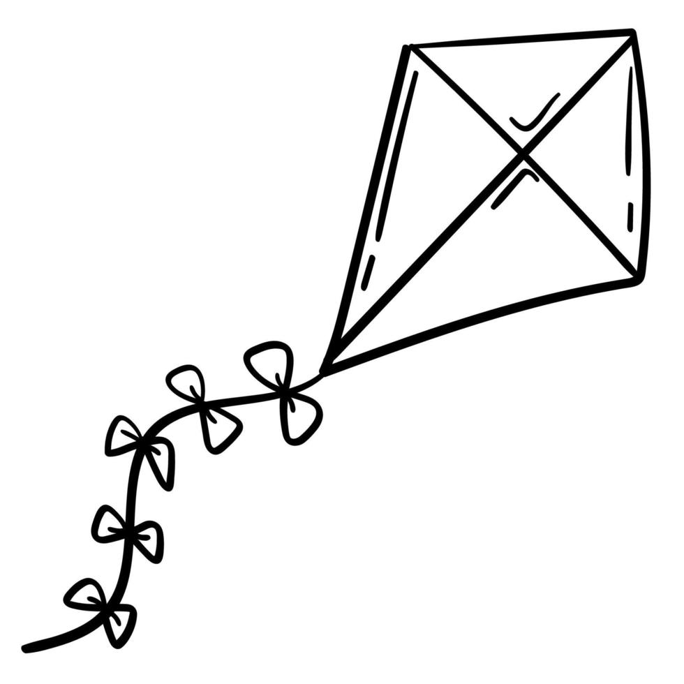 Doodle sticker cute kite for games vector