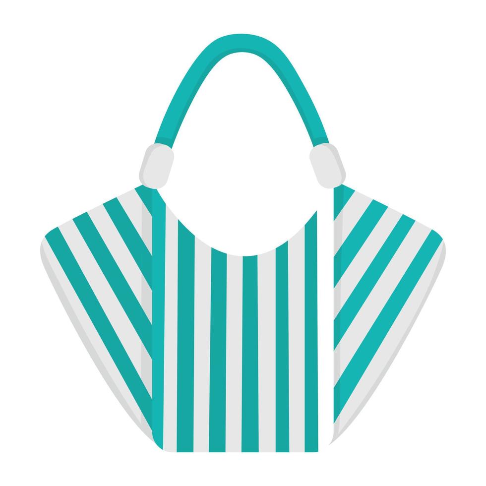 una bolsa práctica para ir a la playa o de compras. garabatear imágenes prediseñadas planas. Todos los objetos están repintados. vector