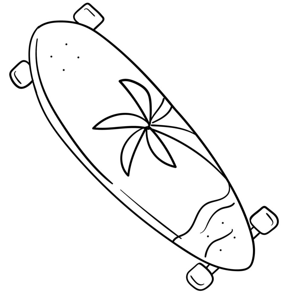 Doodle sticker with bright longboards vector