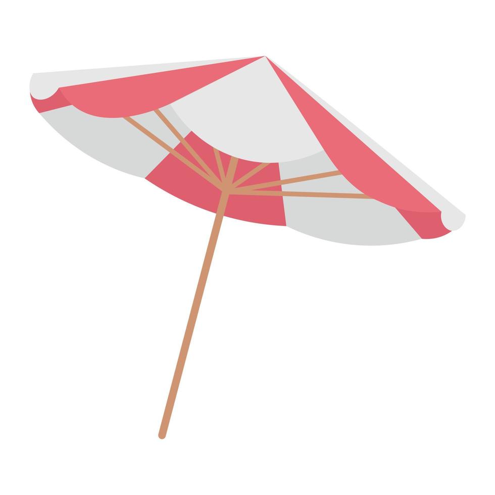 Bright striped large beach umbrella. Doodle flat clipart. All objects are repainted. vector