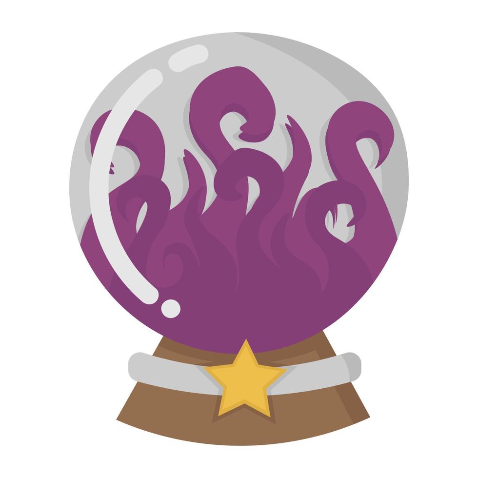 Vector doodle flat sticker. Fortune teller's magic ball. All objects are repainted.