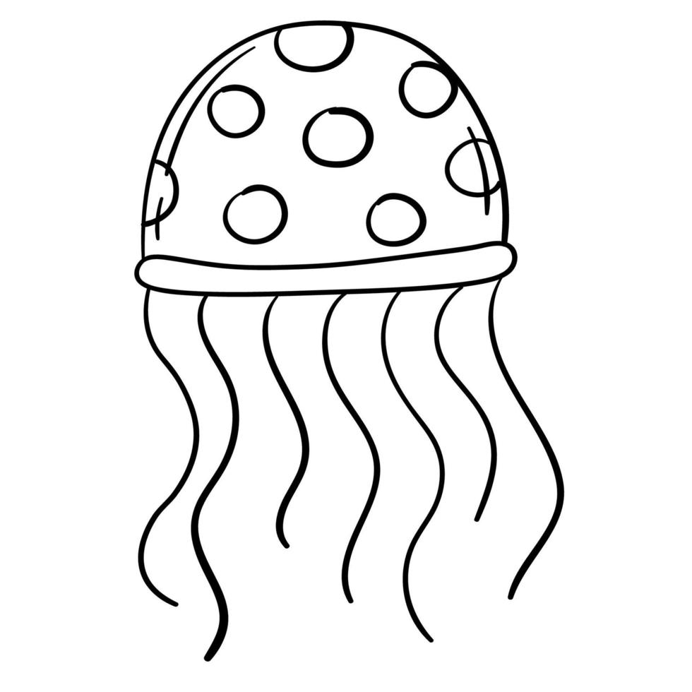 Doodle sticker simple cartoon jellyfish vector