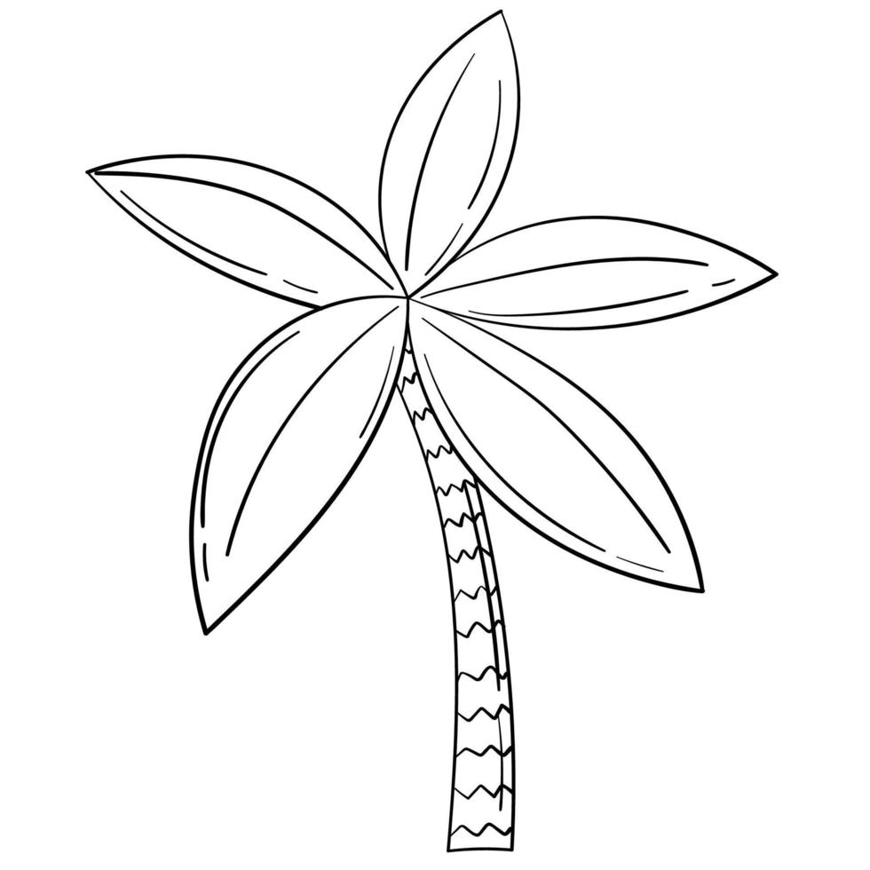 Doodle sticker tropical coconut tree vector