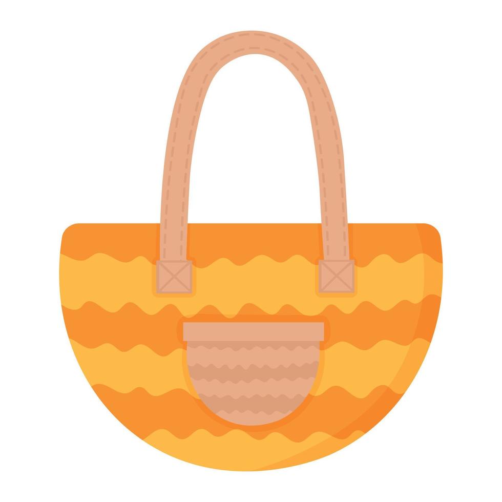 una bolsa práctica para ir a la playa o de compras. garabatear imágenes prediseñadas planas. Todos los objetos están repintados. vector