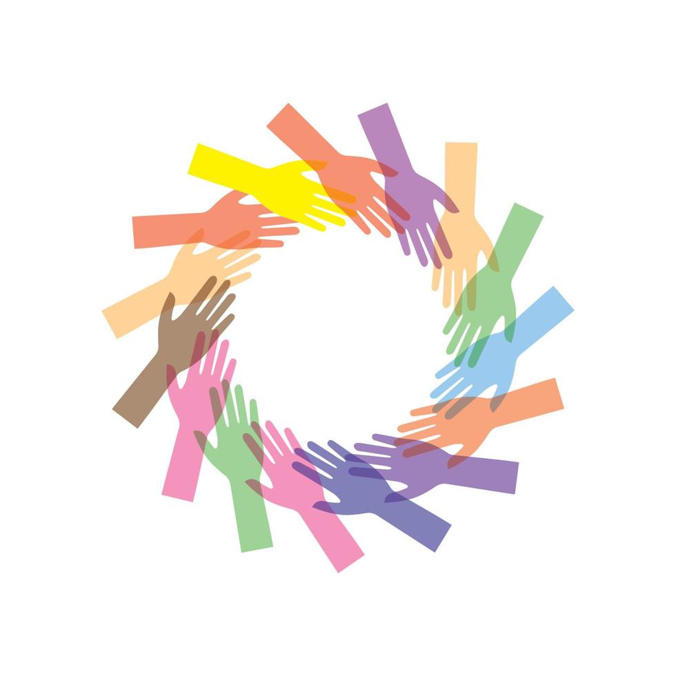 Hand symbol community care logo vector illustration design