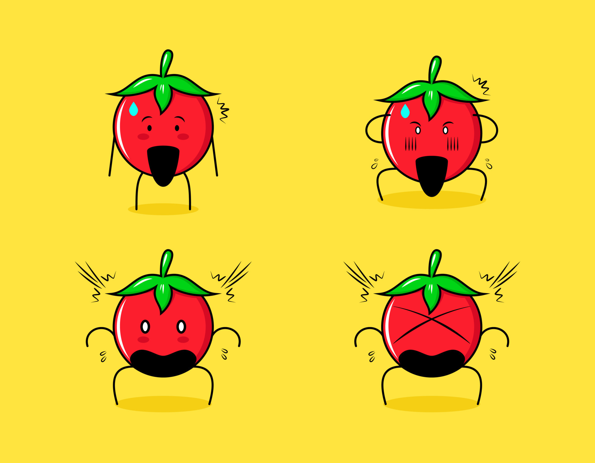 collection of cute tomato cartoon character with shocked expressions.  suitable for emoticon, logo, symbol and mascot 9320191 Vector Art at  Vecteezy