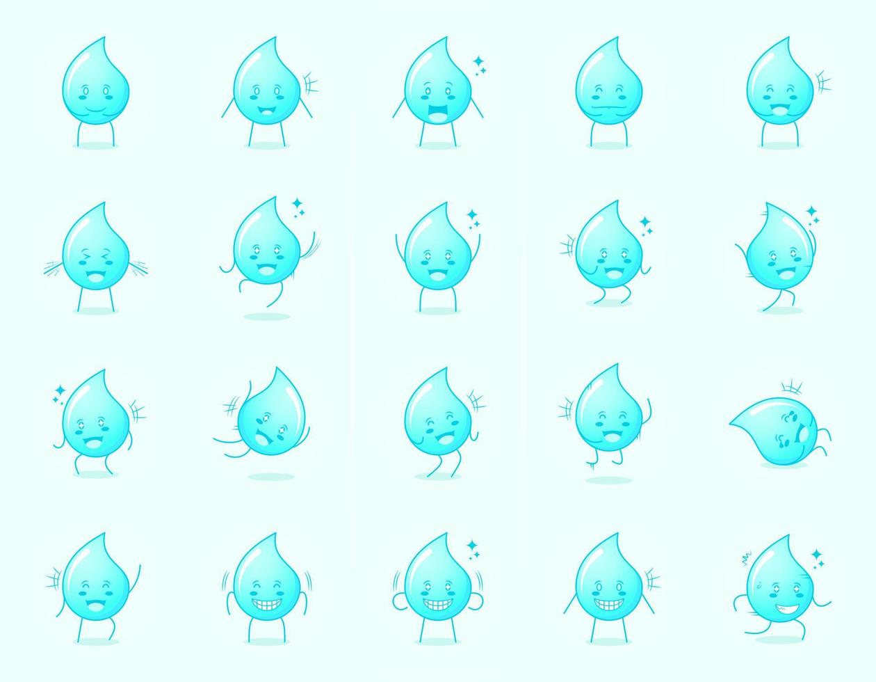 collection of cute water cartoon character with happy and smile expression. suitable for icon, logo, symbol and sign. such as emoticon, sticker, mascot or element logo vector