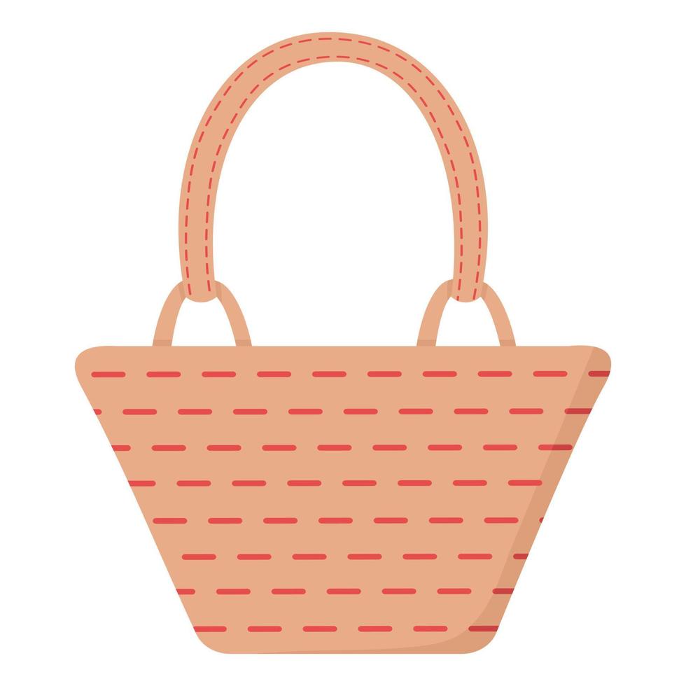 una bolsa práctica para ir a la playa o de compras. garabatear imágenes prediseñadas planas. Todos los objetos están repintados. vector