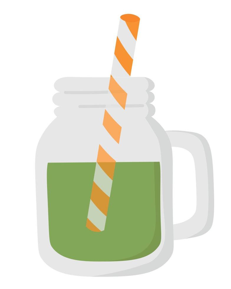 Glass with cold drink. Flat doodle clipart. All objects are repainted. vector