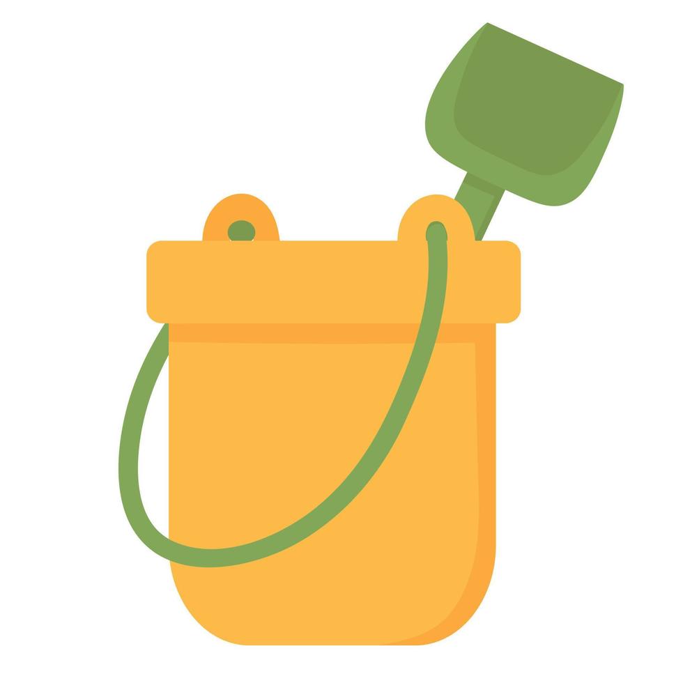 Children's bucket for playing in the sand. Doodle flat clipart. All objects are repainted. vector