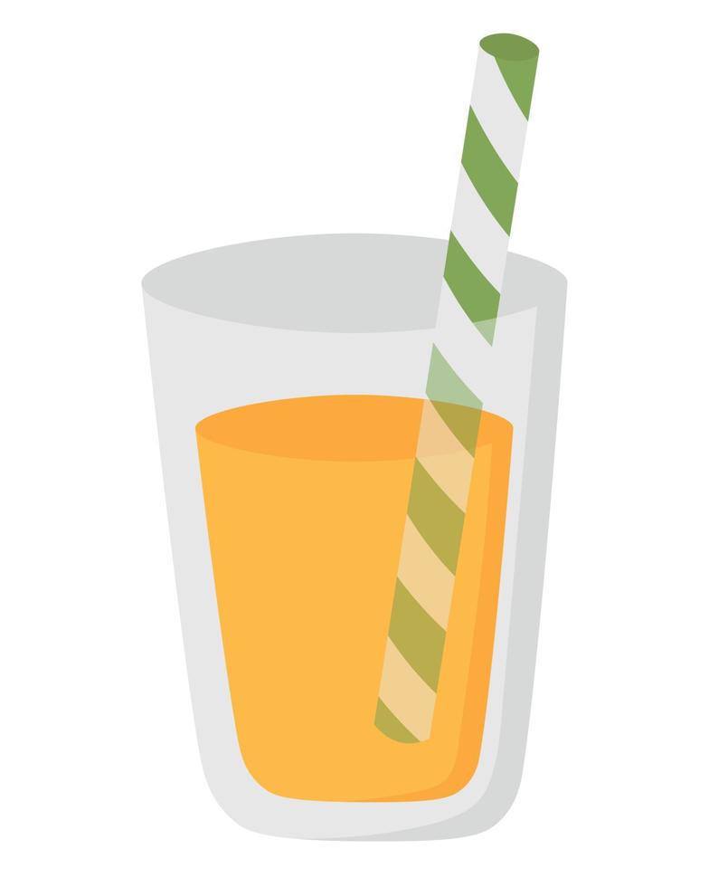 Glass with cold drink. Flat doodle clipart. All objects are repainted. vector