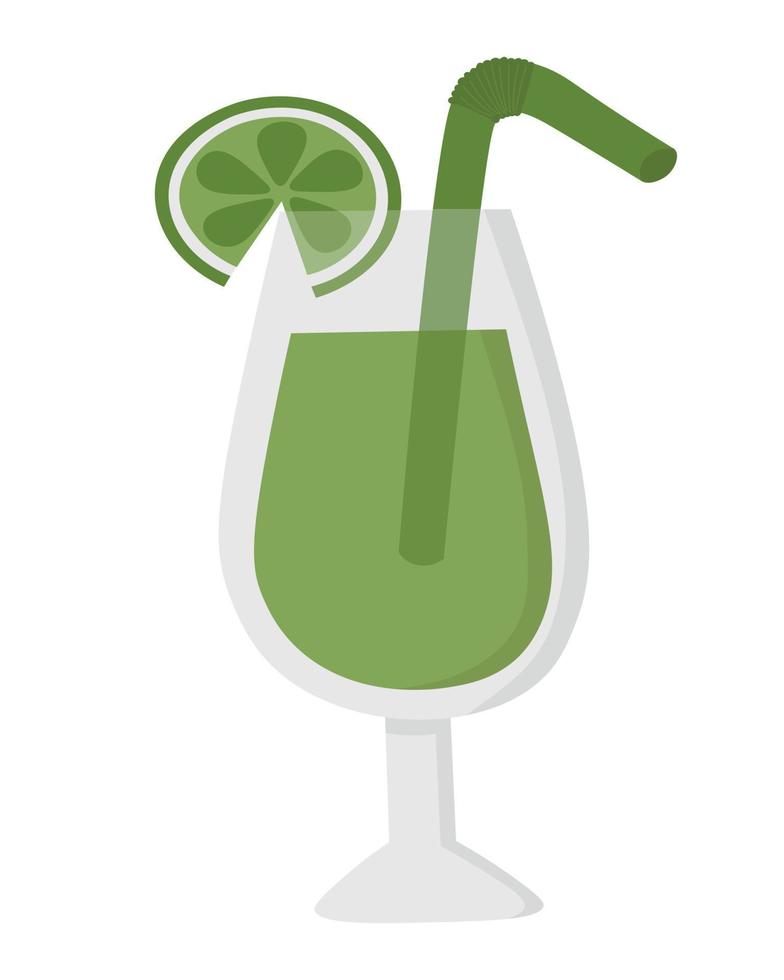 Glass with cold drink. Flat doodle clipart. All objects are repainted. vector