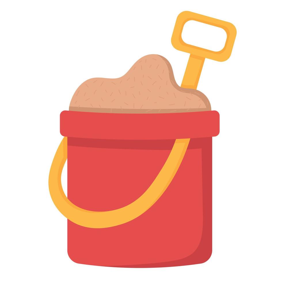 Children's bucket for playing in the sand. Doodle flat clipart. All objects are repainted. vector