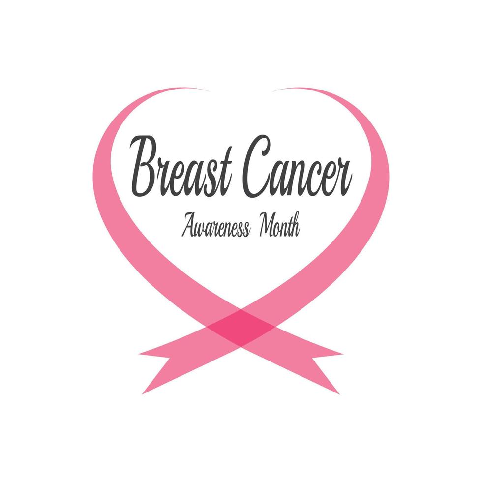 Pink ribbon for breast cancer awareness symbol, vector illustration