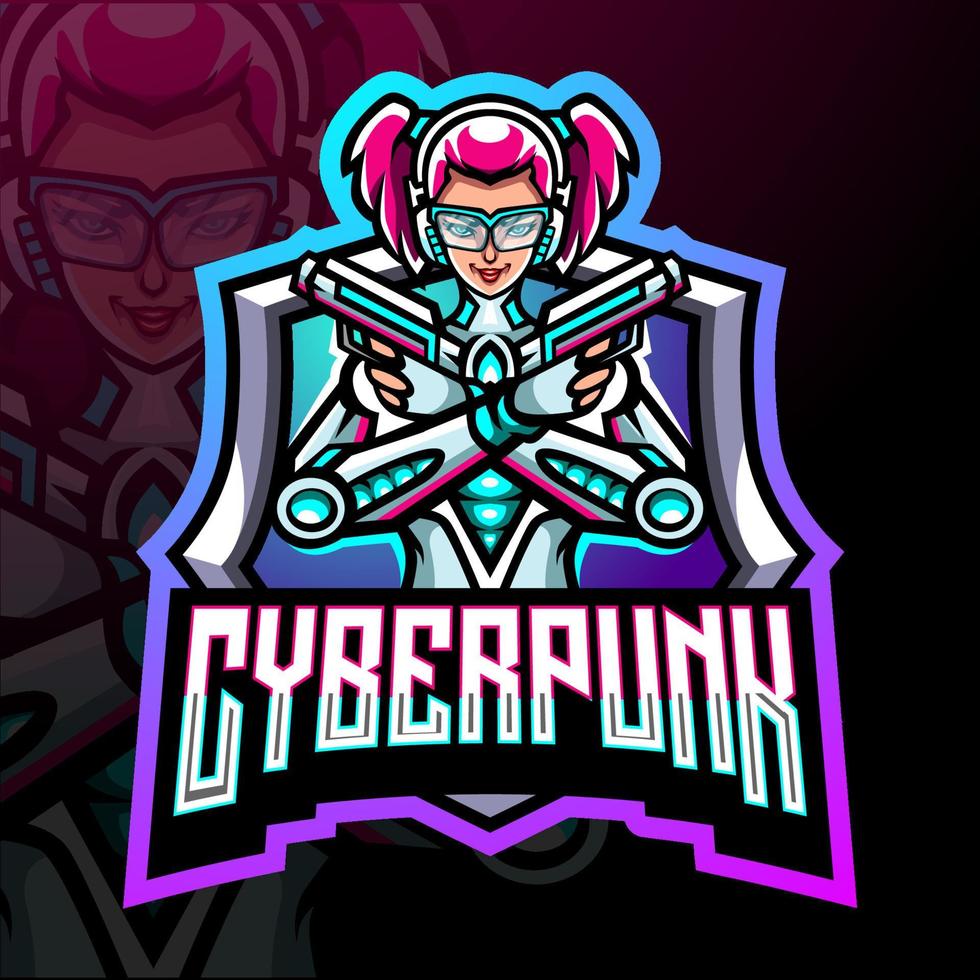 Cyberpunk mascot. esport logo design vector