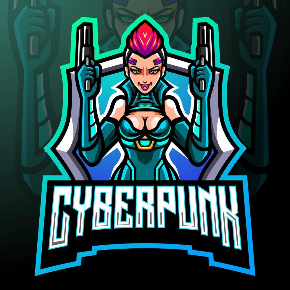 mascota ciberpunk. diseño de logotipo deportivo vector