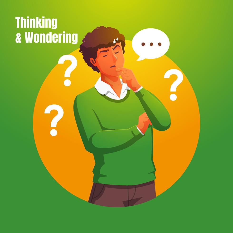 a man thinks and asks with a speech bubble symbol vector