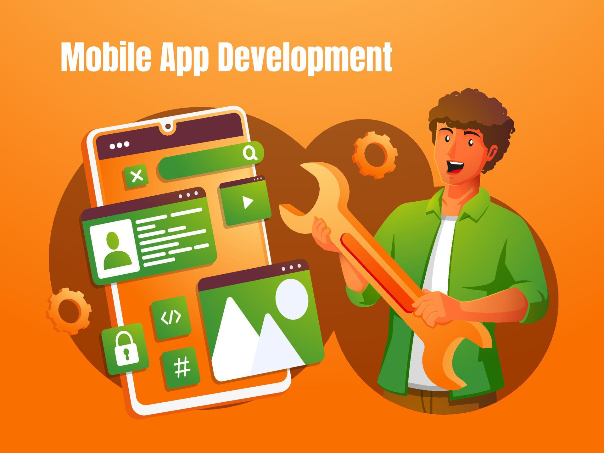 a mobile application software developer concept 9320555 Vector Art at ...