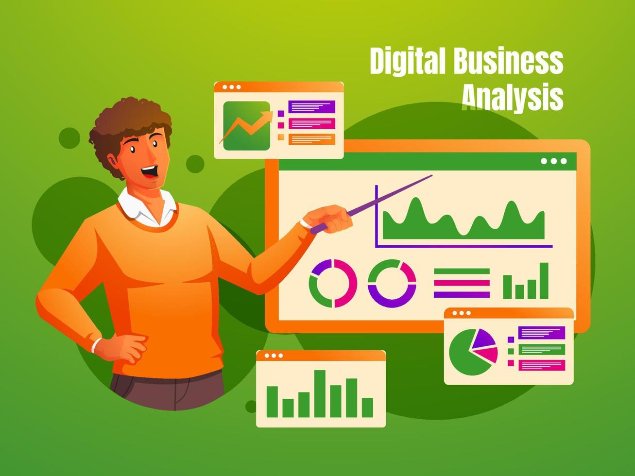 businessman presentation about digital business analysis vector