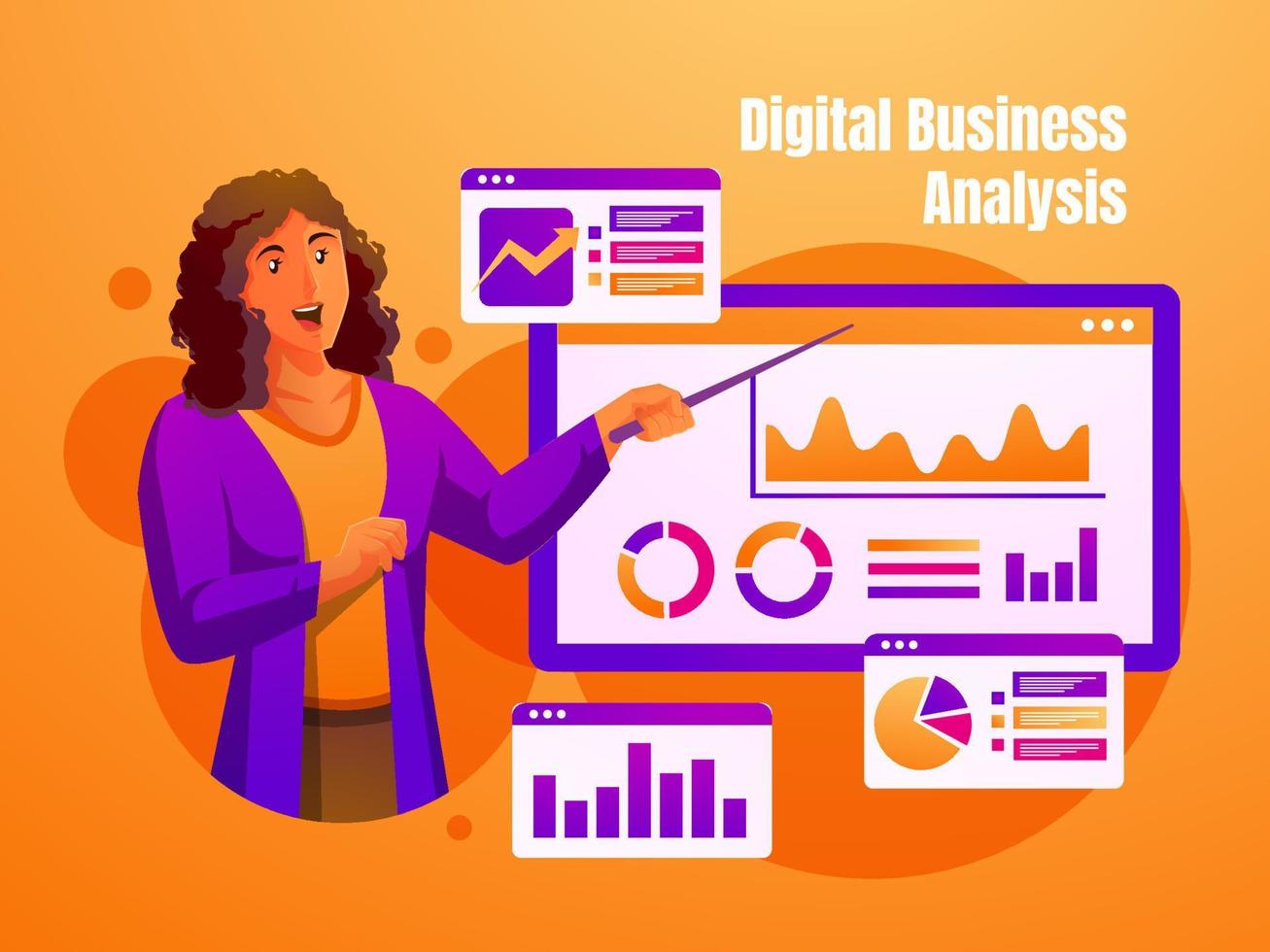 businesswoman presentation about digital business analysis vector